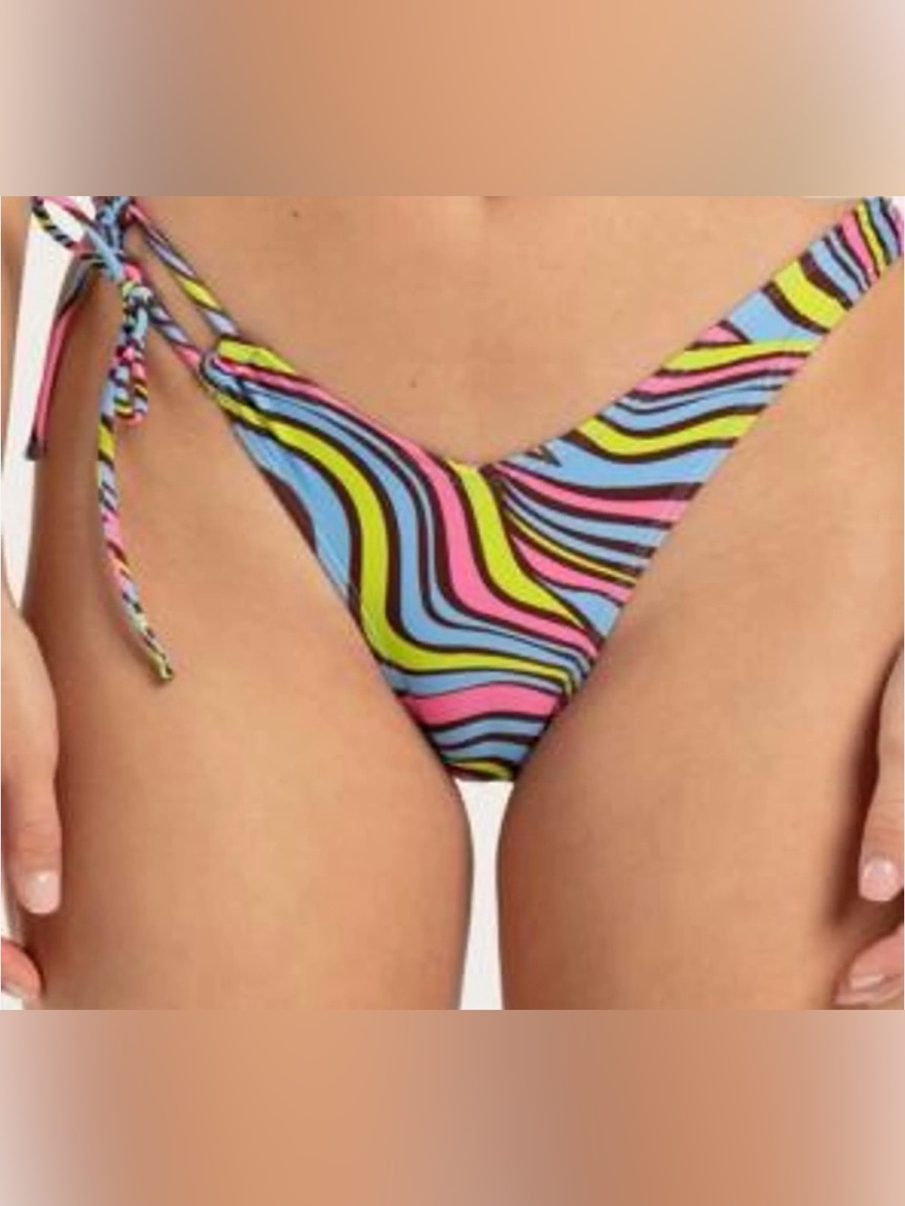 Full Tilt Tilly’s Cheekier high leg swim bikini bottoms multi-color size medium